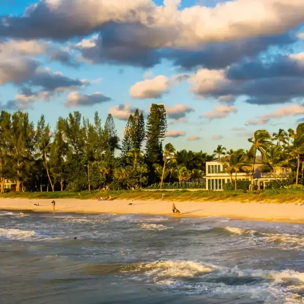 Scenic view of the beach from the fishing pier in Naples, Florida.