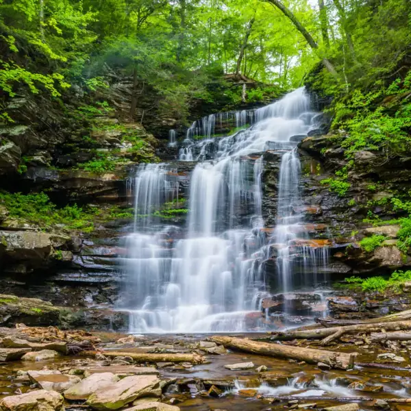Scenic Ganoga Falls located at Ricketts Glen State Park, Pennsylvania.