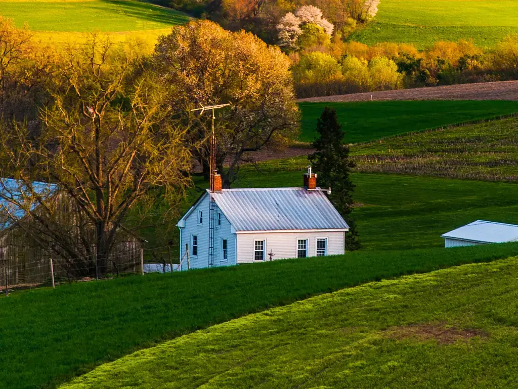 Pennsylvania Home Home on farm fields property and rolling hills of Southern York County, Pennsylvania.