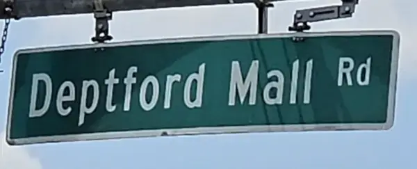 Deptford Mall Rd hanging street sign