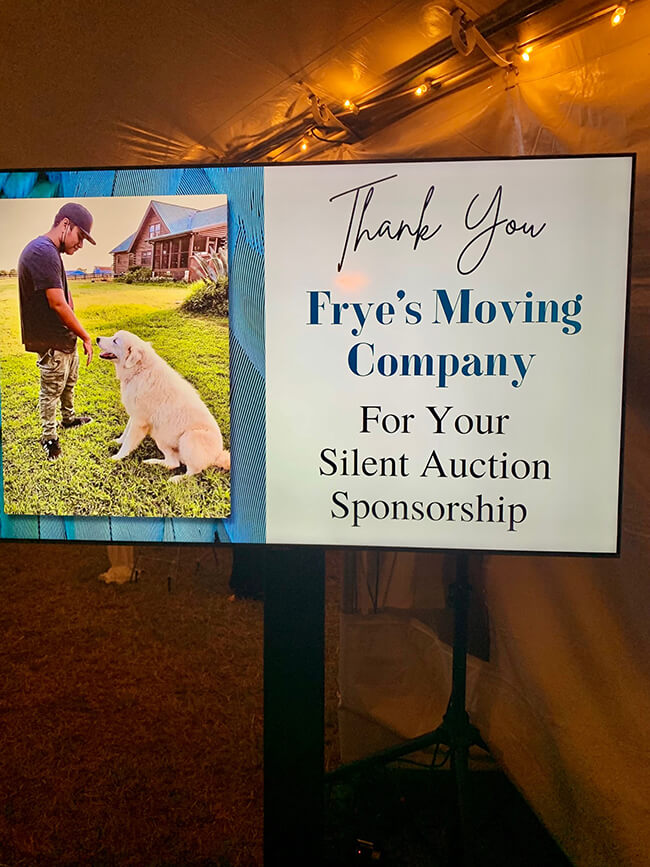 Frye's Moving Company sponsors a silent auction